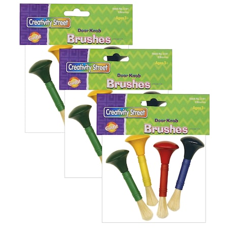 Creativity Street Beginner Paint Brush Set, Door Knob Handles, 5in Long, PK12 PAC5181